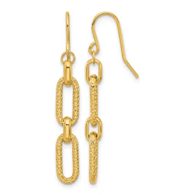 Diamond2deal 14k Yellow Gold Diamond-cut Link Drop Dangle Earrings