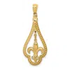 Diamond2deal 14k Yellow Gold Diamond-cut Polished Fleur De Lis Dangle Pendant In Yellow