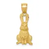 Diamond2deal 14k Yellow Gold Diamond-cut Rabbit Pendant In Yellow