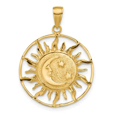 Diamond2deal 14k Yellow Gold Diamond-cut Sun With Moon Stars Charm