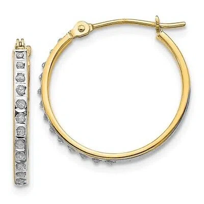 Pre-owned Diamond2deal 14k Yellow Gold Diamond Fascination Round Hinged Hoop Earrings Gift For Women