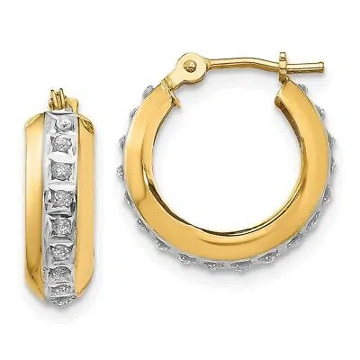 Pre-owned Diamond2deal 14k Yellow Gold Diamond Fascination Round Huggy Hinged Hoop Earrings