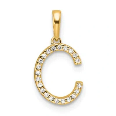 Pre-owned Diamond2deal 14k Yellow Gold Diamond Letter C Initial Pendant Gift For Women