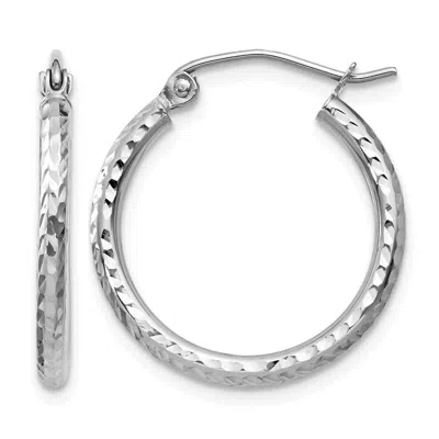 Diamond2deal 14k Yellow Gold Diamond-cut 2x20mm Round Tube Hoop Earrings In Metallic