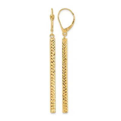 Diamond2deal 14k Yellow Gold Diamond-cut Bar Drop Dangle Earrings In Gray