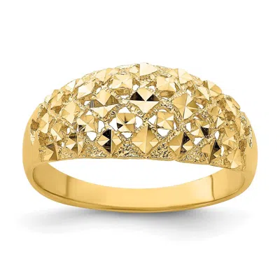 Diamond2deal 14k Yellow Gold Diamond-cut Mini Diamond Pattern Dome Ring