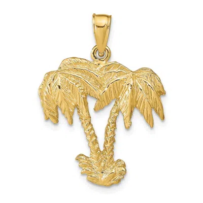Diamond2deal 14k Yellow Gold Double Palm Trees Pendant