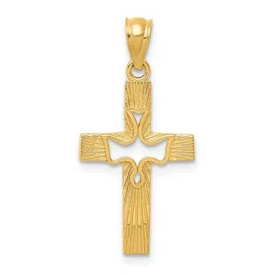 Diamond2deal 14k Yellow Gold Dove Cross Shape Charm Pendant In Transparent