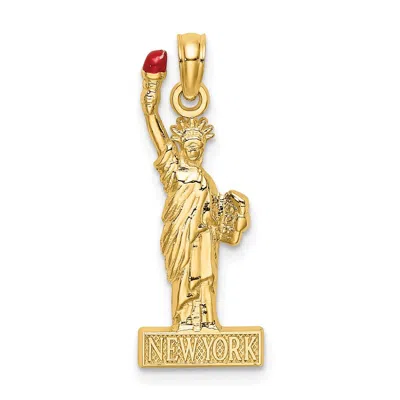 Diamond2deal 14k Yellow Gold Enamel Flame Statue Of Liberty New York Charm