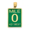 Diamond2deal 14k Yellow Gold Enamel Mile Marker 0 Key West Charm In Yellow