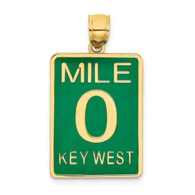 Diamond2deal 14k Yellow Gold Enamel Mile Marker 0 Key West Charm