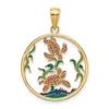 Diamond2deal 14k Yellow Gold Enamel Sea Turtles In Circle Charm In Yellow