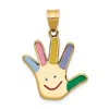 Diamond2deal 14k Yellow Gold Enameled Autism Happy Face Handprint Pendant In Yellow