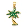 Diamond2deal 14k Yellow Gold Enameled Palm Tree Pendant In Yellow