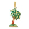 Diamond2deal 14k Yellow Gold Enameled Palm Tree Pendant In Yellow