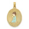 Diamond2deal 14k Yellow Gold Enameled Reversible Childs Prayer Boy Charm In Yellow