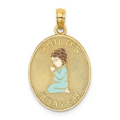 Diamond2deal 14k Yellow Gold Enameled Reversible Childs Prayer Boy Charm