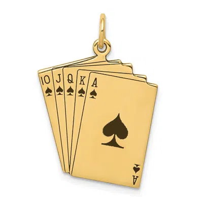 Diamond2deal 14k Yellow Gold Enameled Royal Flush Playing Cards Charm