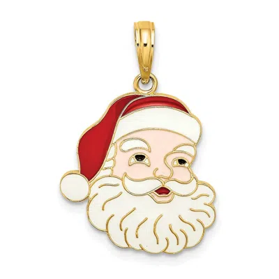 Diamond2deal 14k Yellow Gold Enameled Santa Face Charm Pendant In Multi