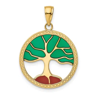 Diamond2deal 14k Yellow Gold Enameled Tree Of Life Pendant