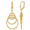 Diamond2deal 14k Yellow Gold Fancy Triple Circle Drop Dangle Earrings In Brown