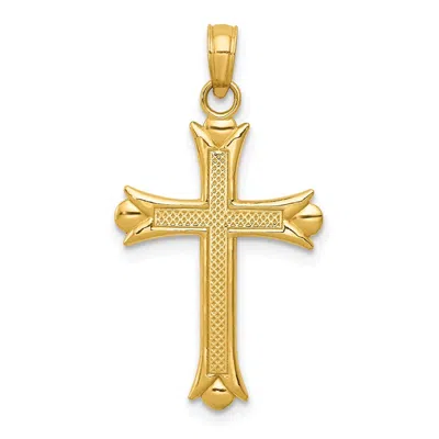 Diamond2deal 14k Yellow Gold Fleur De Lis Cross Pendant