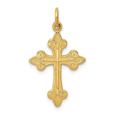 Diamond2deal 14k Yellow Gold Fleur De Lis Cross Pendant
