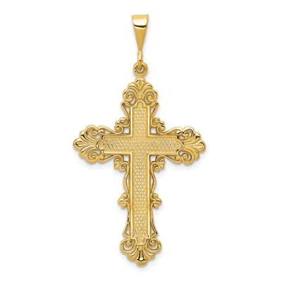 Diamond2deal 14k Yellow Gold Fleur De Lis Cross Pendant