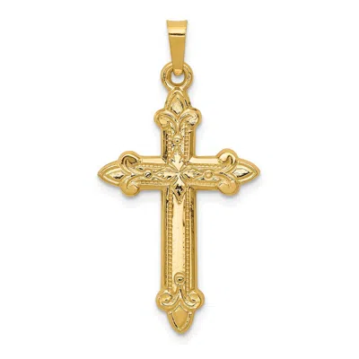 Diamond2deal 14k Yellow Gold Fleur De Lis Cross Pendant