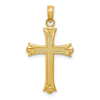 Diamond2deal 14k Yellow Gold Fleur De Lis Cross Pendant In Metallic
