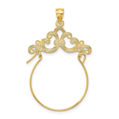 Diamond2deal 14k Yellow Gold Fleur De Lis Scroll Framed Charm Holder