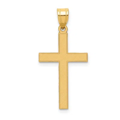 Diamond2deal 14k Yellow Gold Florentine Satin Cross Pendant