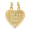 Diamond2deal 14k Yellow Gold Reversible Forever Ever Break-apart Heart Pendant In Yellow