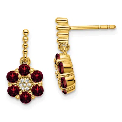 Diamond2deal 14k Yellow Gold Garnet And Diamond Earrings