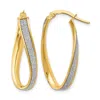 Diamond2deal 14k Yellow Gold Glimmer Infused Oval Twist Hoop Earrings In Gold