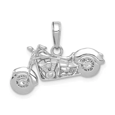 Diamond2deal 14k Yellow Gold Gold Polished And Textured 3-d Motorcycle Pendant In Metallic