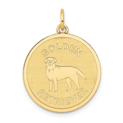Diamond2deal 14k Yellow Gold Golden Retriever 20mm Disc Dog Charm Pendant