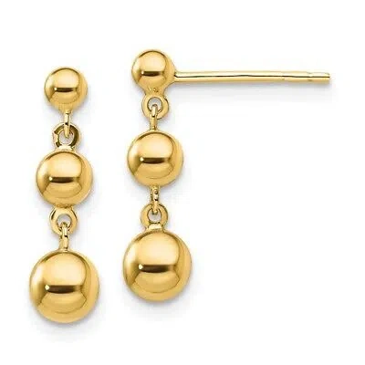 Pre-owned Diamond2deal 14k Yellow Gold Graduated 3 Ball Drop Dangle Earrings Gift For Women