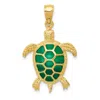 Diamond2deal 10k Yellow Gold Green Enameled Sea Turtle Pendant In Yellow