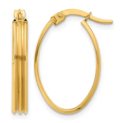 Diamond2deal 14k Yellow Gold Grooved Oval Shape Hoop Earrings