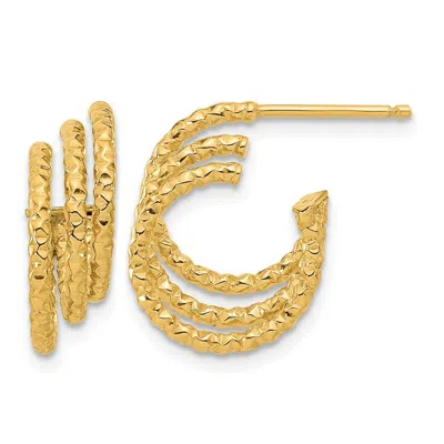 Diamond2deal 14k Yellow Gold Hammered Huggie Hoop Earrings