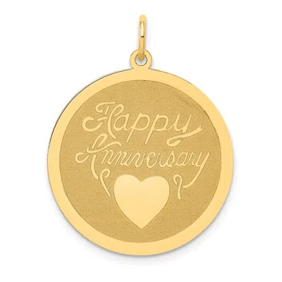 Diamond2deal 14k Yellow Gold Happy Anniversary With Heart 25mm Pendant