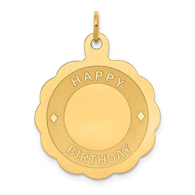 Diamond2deal 14k Yellow Gold Happy Birthday Disc Pendant