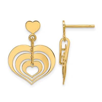 Diamond2deal 14k Yellow Gold Hearts Shape Drop Dangle Earrings