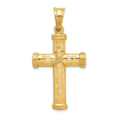Diamond2deal 14k Yellow Gold Hollow Diamond-cut Cross Pendant
