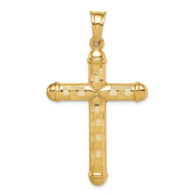 Diamond2deal 14k Yellow Gold Hollow Diamond-cut Cross Pendant