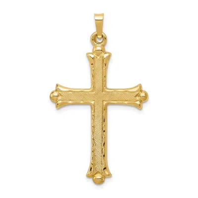 Diamond2deal 14k Yellow Gold Hollow Fleur De Lis Cross Pendant