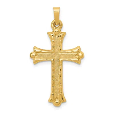 Diamond2deal 14k Yellow Gold Hollow Fleur De Lis Cross Pendant