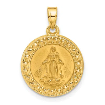Diamond2deal 14k Yellow Gold Hollow Miraculous Mary Plain Back Medal