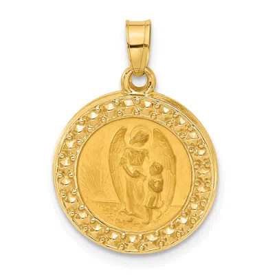 Diamond2deal 14k Yellow Gold Hollow Our Guardian Angel Medal